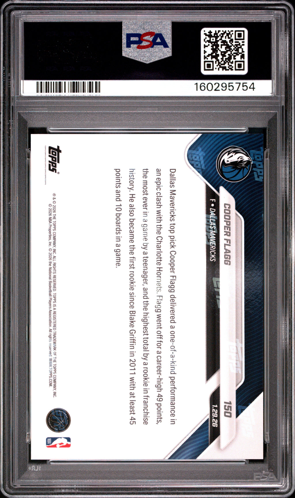 2025 Topps Now Cooper Flagg #150 PSA 10