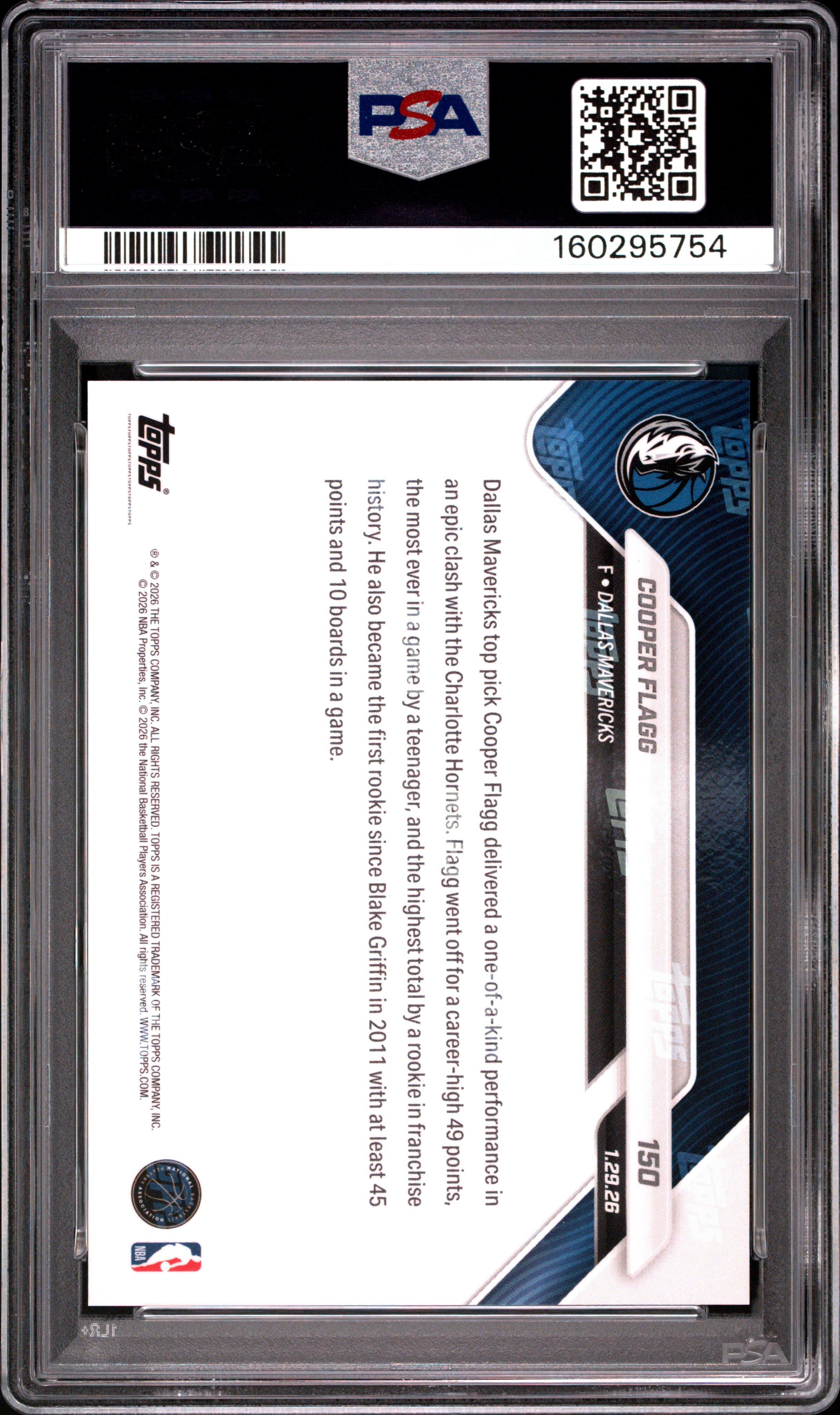 2025 Topps Now Cooper Flagg #150 PSA 10