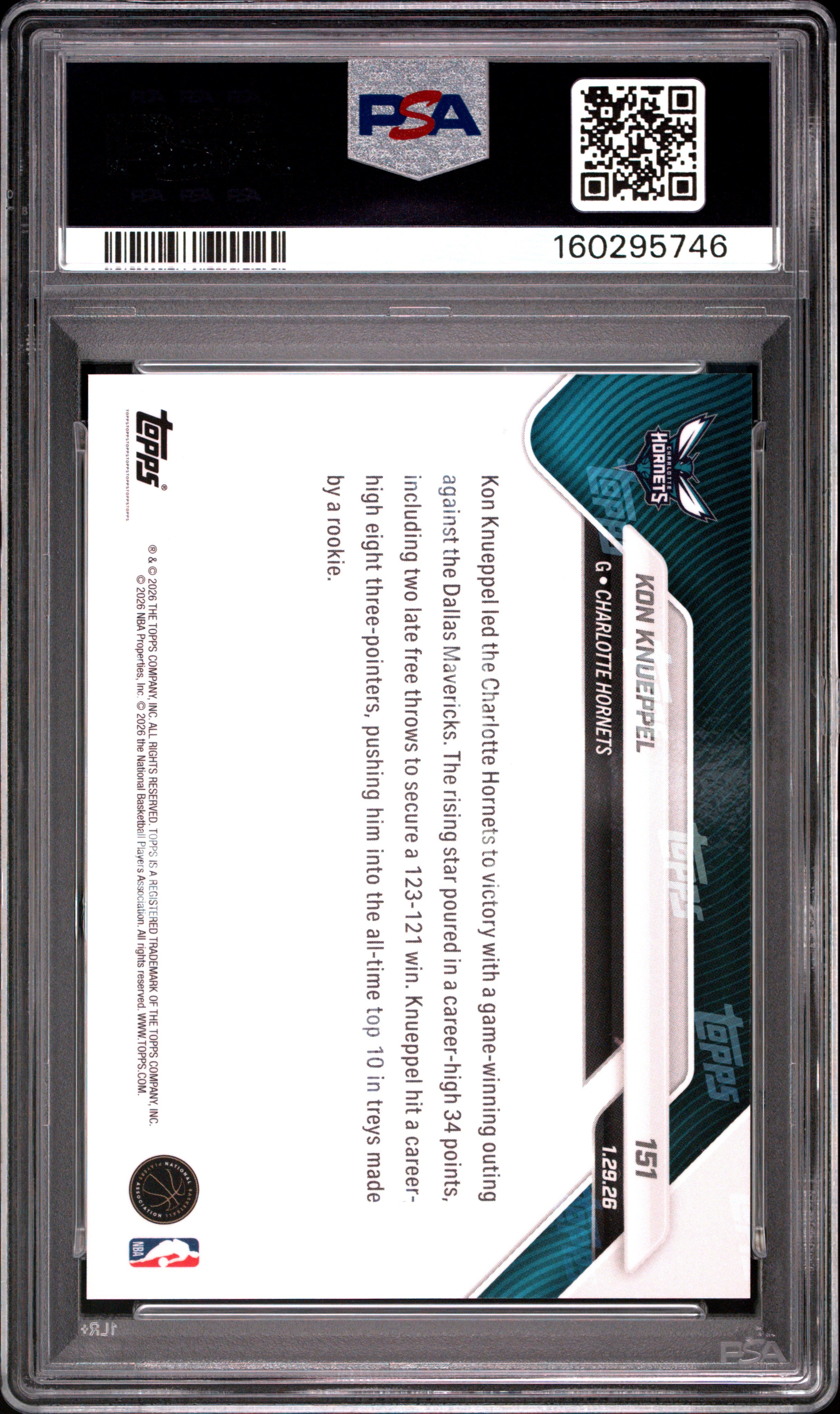 2025 Topps Now Kon Knueppel #151 PSA 10
