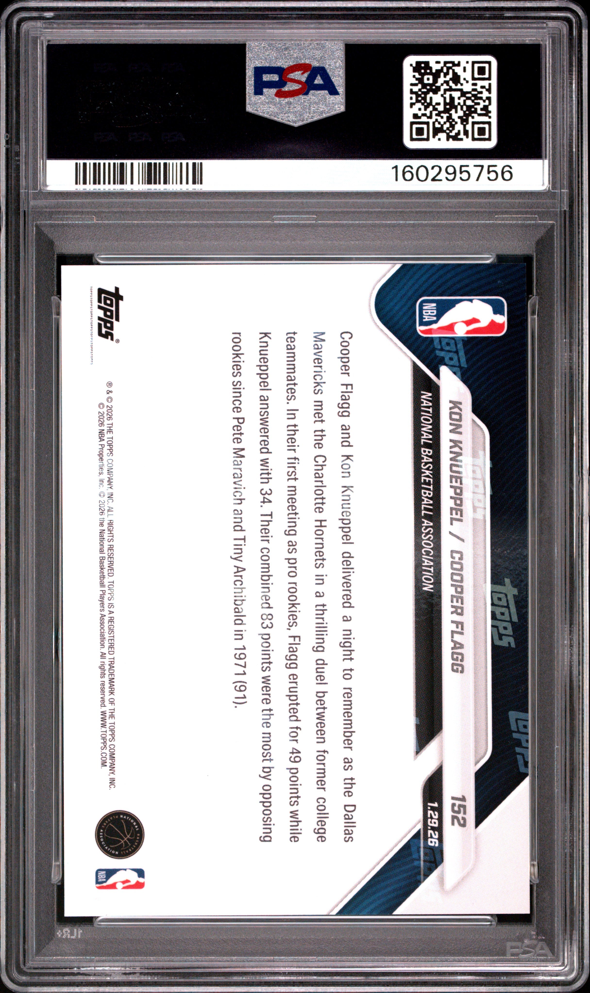 2025 Topps Now Knueppel Flagg #152 PSA 10