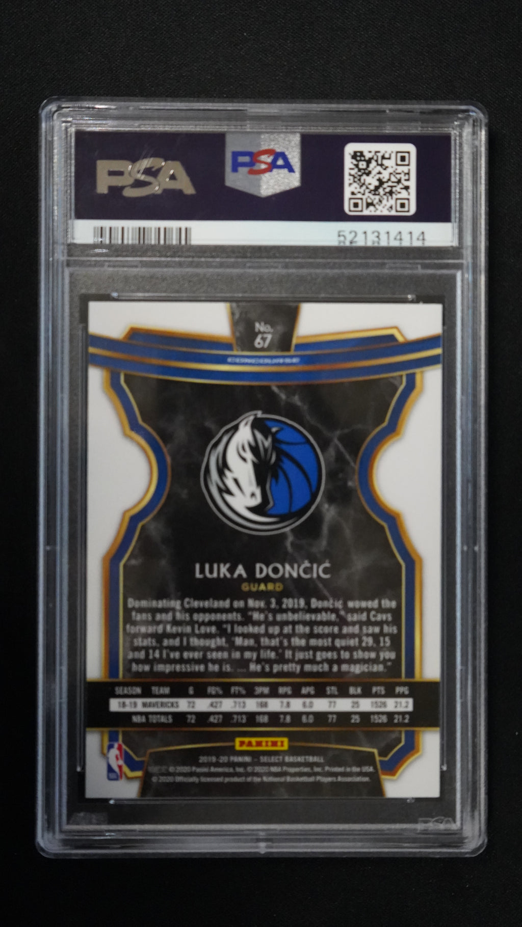 2019 Panini Select Luka Doncic #67 PSA 10