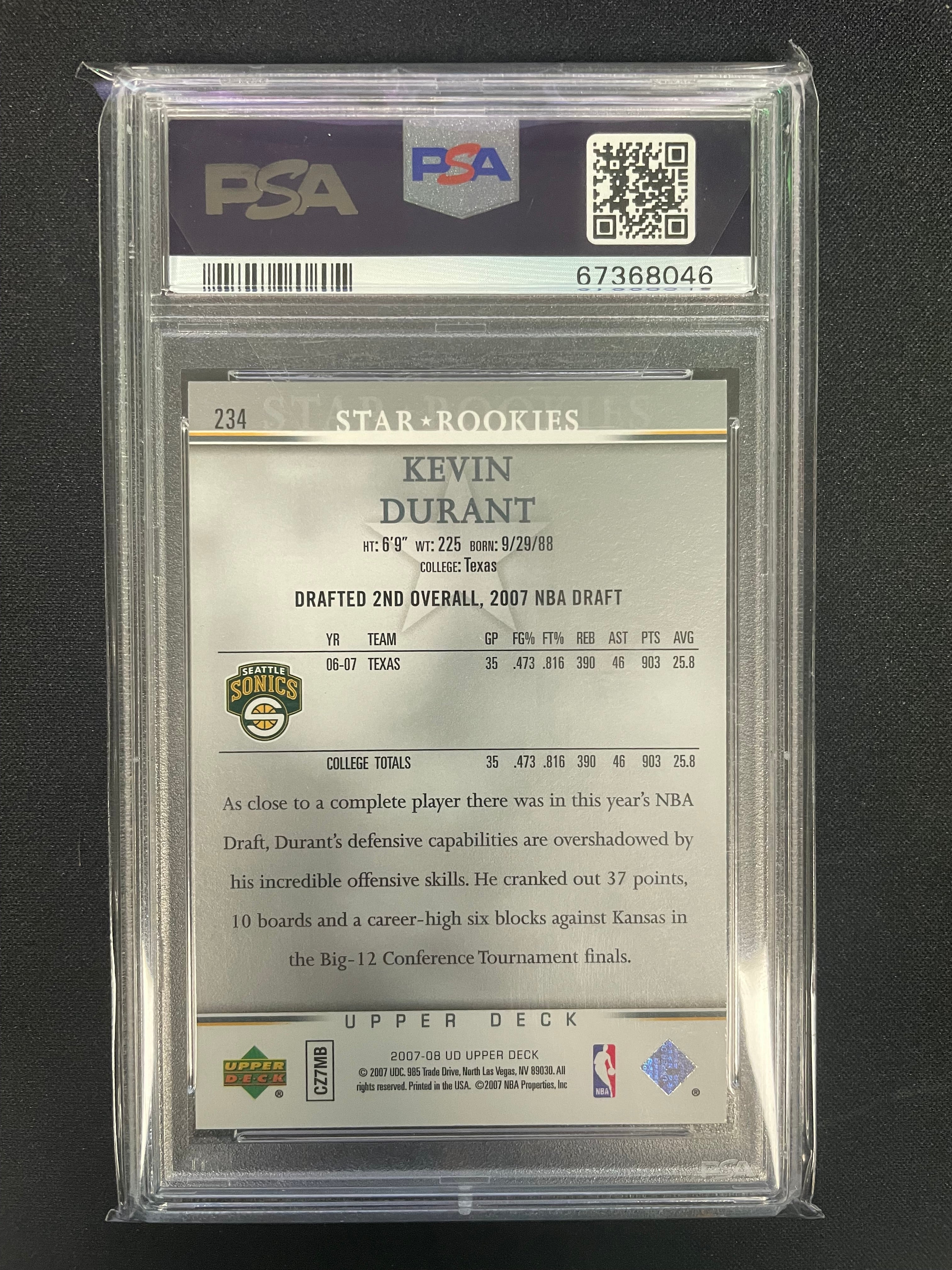2007 Upper Deck Kevin Durant #234 PSA 9