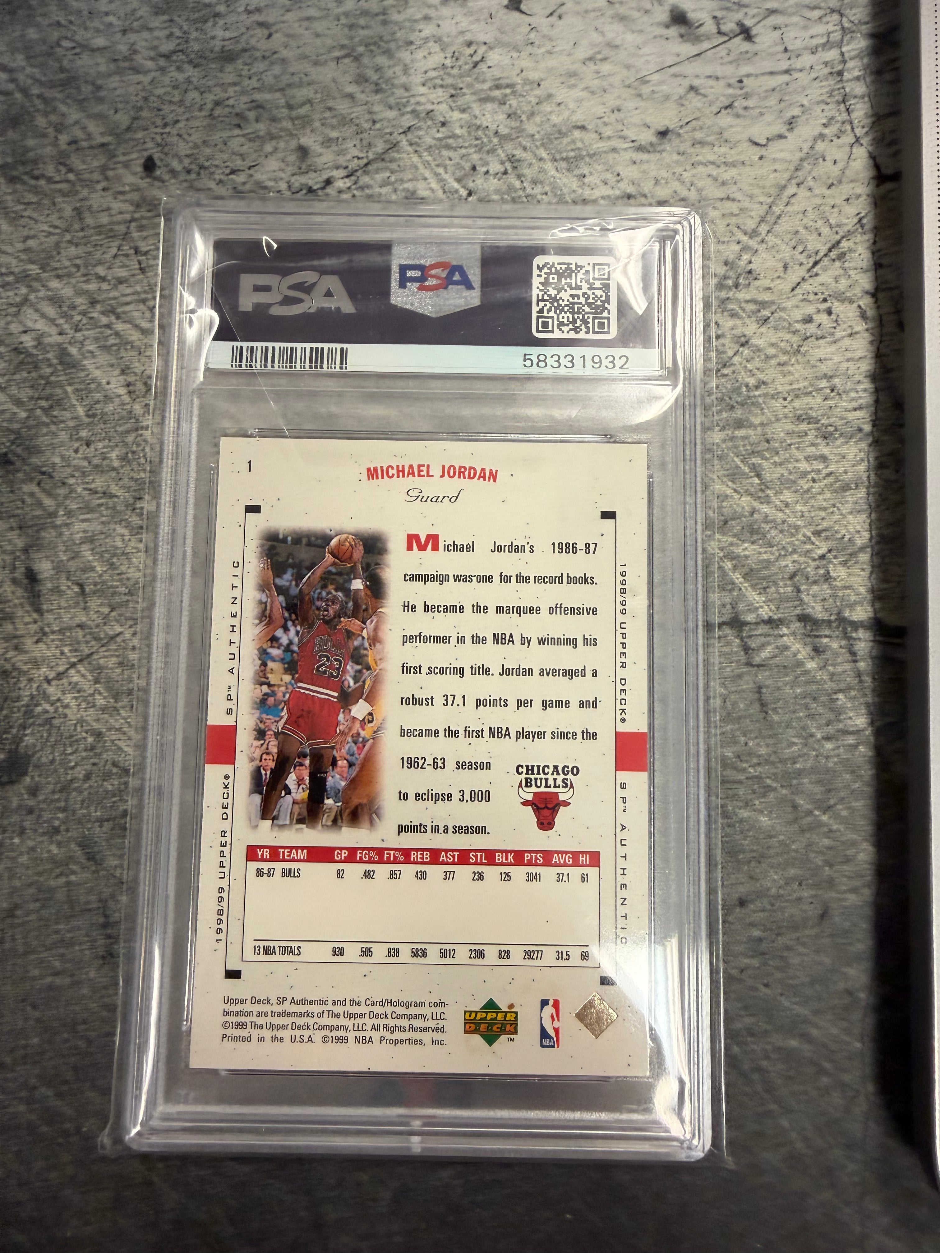 1998 SP Authentic Michael Jordan #1 PSA 8