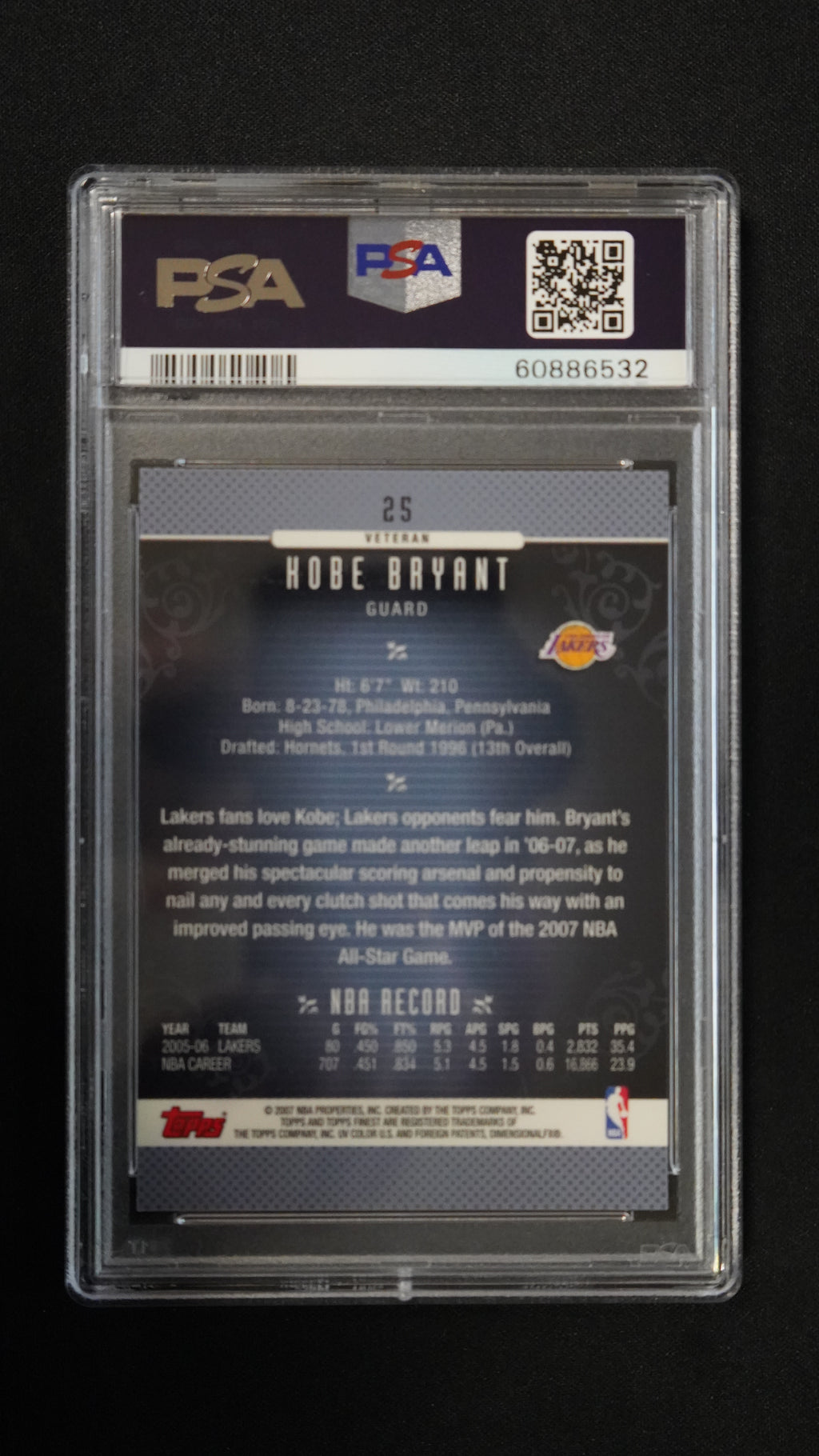 2006 Finest Kobe Bryant #25 PSA 9