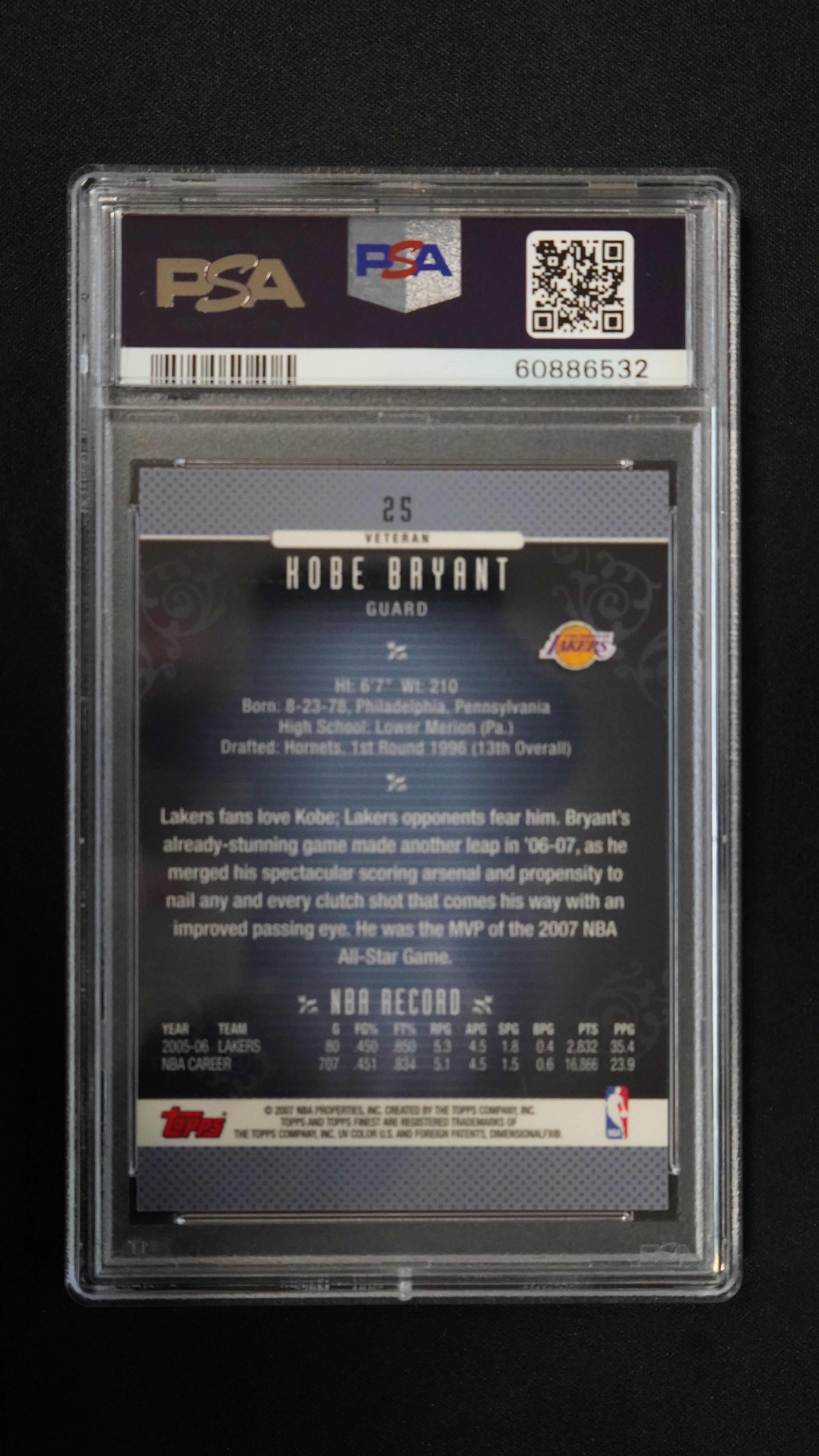2006 Finest Kobe Bryant #25 PSA 9