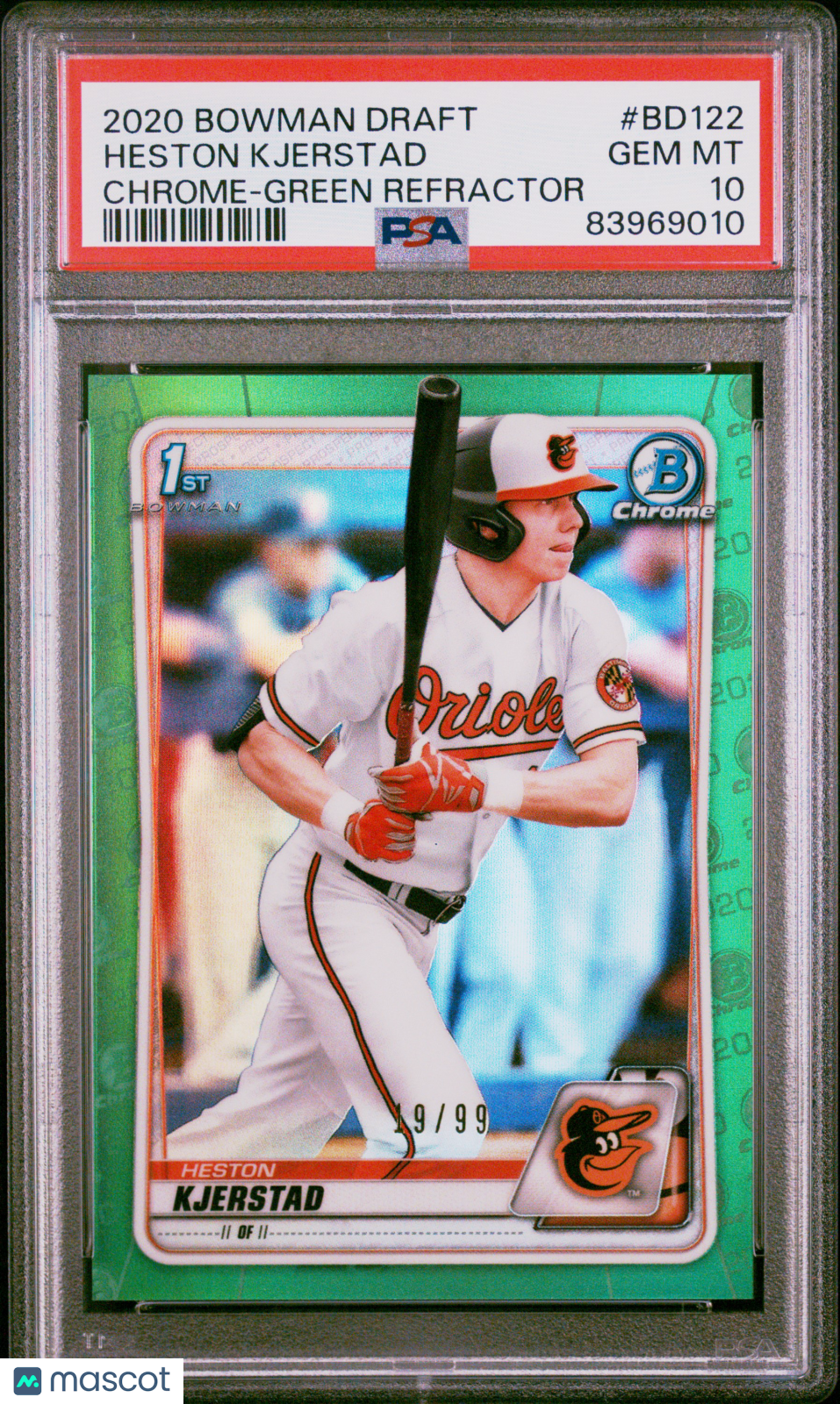 2020 Bowman Draft Heston Kjerstad #BD122 Chrome Green Refractor /99 PSA 10