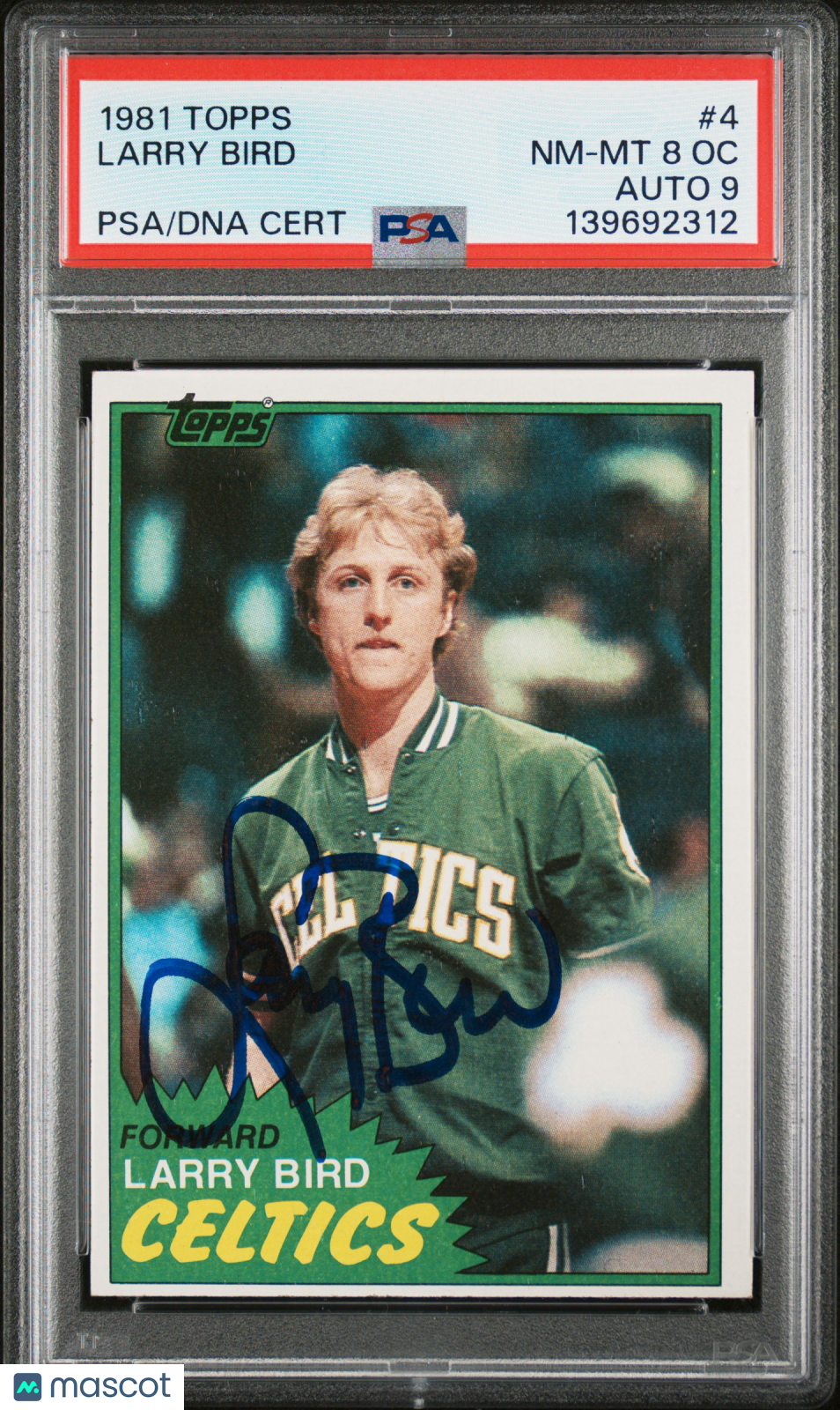 1981 Topps Larry Bird #4 Oc PSA 8 Auto 9
