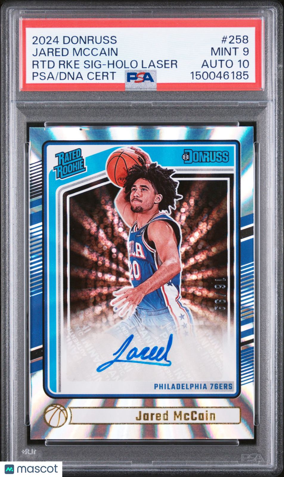 2024 Panini Donruss Jared Mccain #258 RTD RKE SIG Holo Laser /99 Auto 10