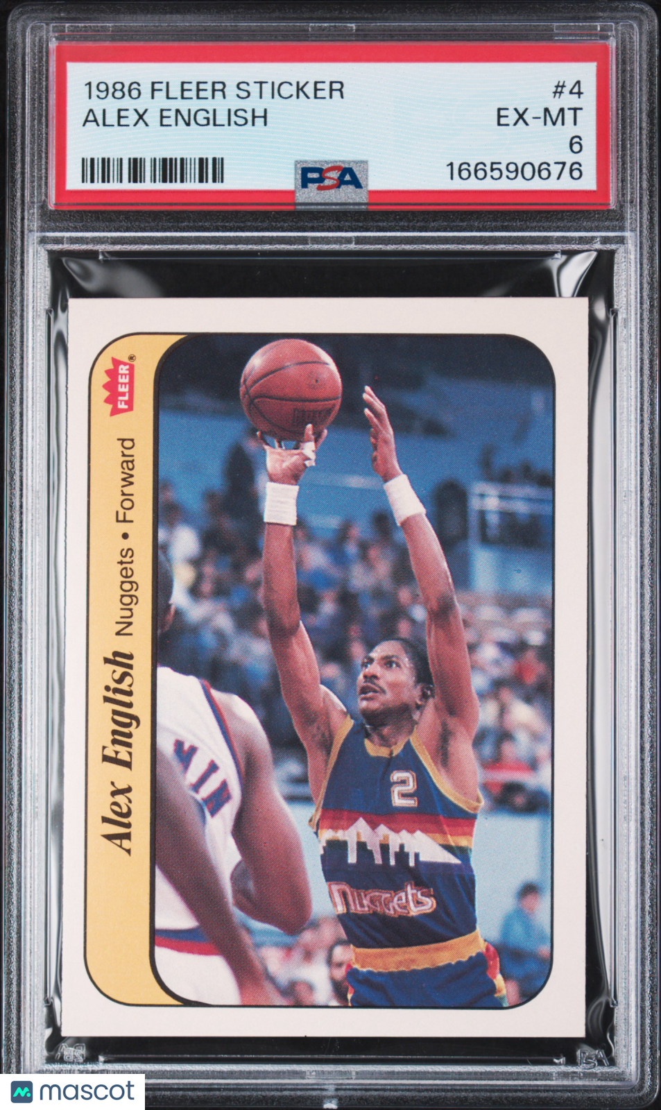 1986 Fleer Sticker Alex English #4