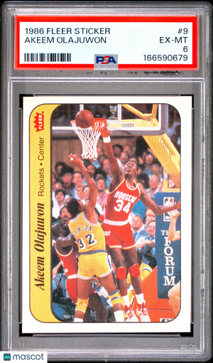 1986 Fleer Sticker Akeem Olajuwon #9