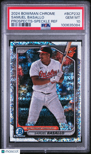 2024 Bowman Chrome Prospects Samuel Basallo #BCP232 Speckle Ref /299 PSA 10