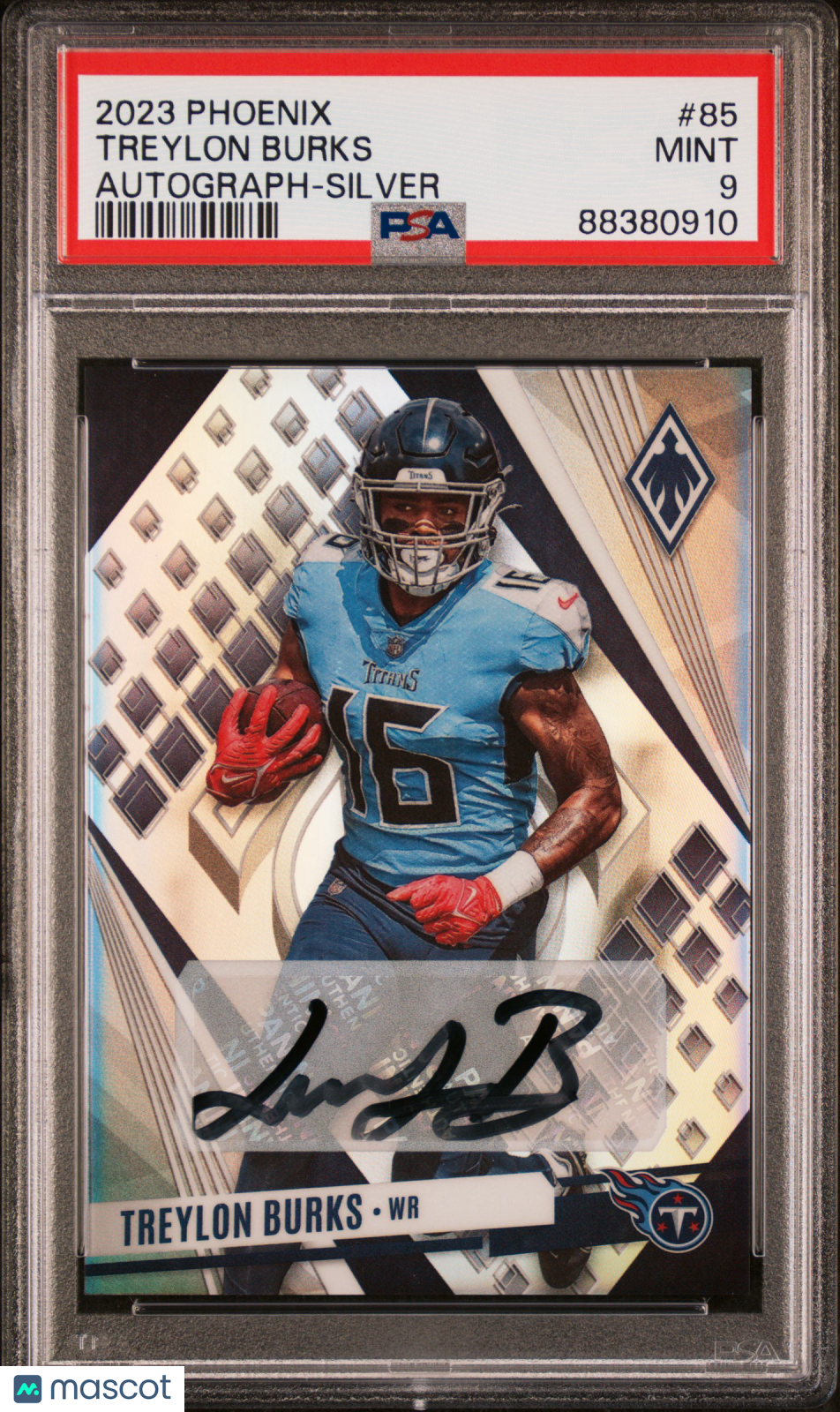 2023 Panini Phoenix Treylon Burks #85 Autograph Silver PSA 9