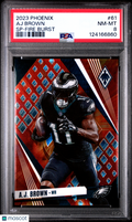 2023 Panini Phoenix Aj Brown #61 SP Fire Burst PSA 8