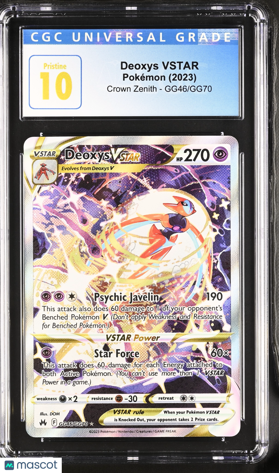2023 Pokemon Crown Zenith Deoxys VSTAR Holo CGC 10 #GG46/GG70