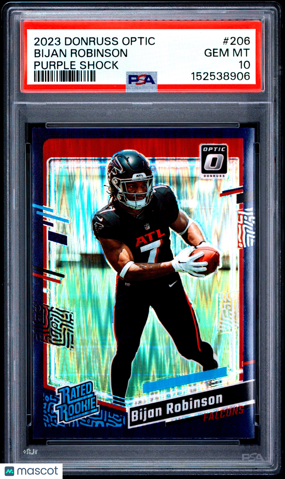2023 Panini Donruss Optic Bijan Robinson #206 Purple Shock PSA 10