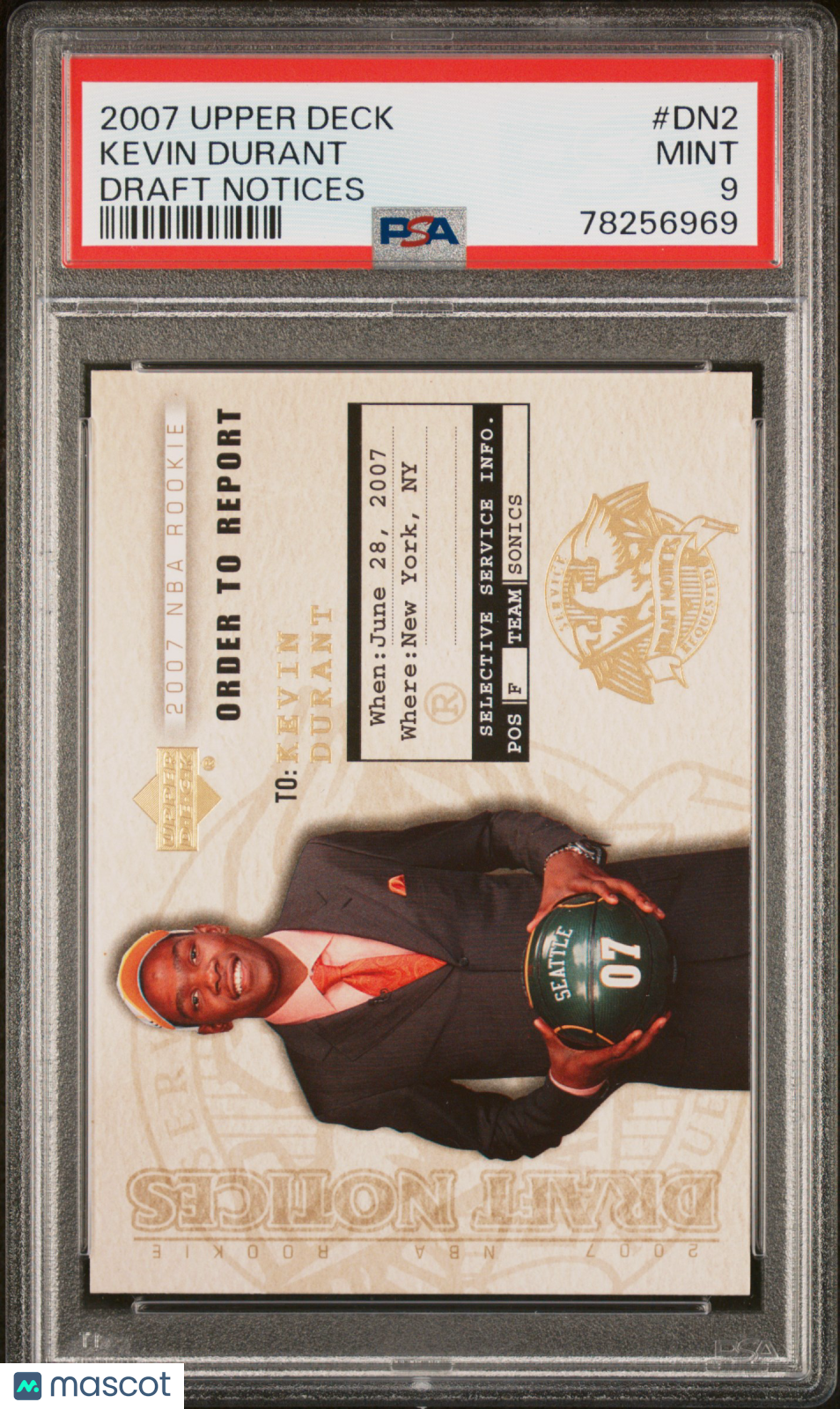 2007 Upper Deck Draft Notices Kevin Durant #DN2 PSA 9