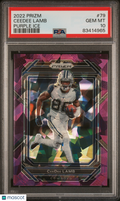 2022 Panini Prizm Ceedee Lamb #79 Purple Ice PSA 10