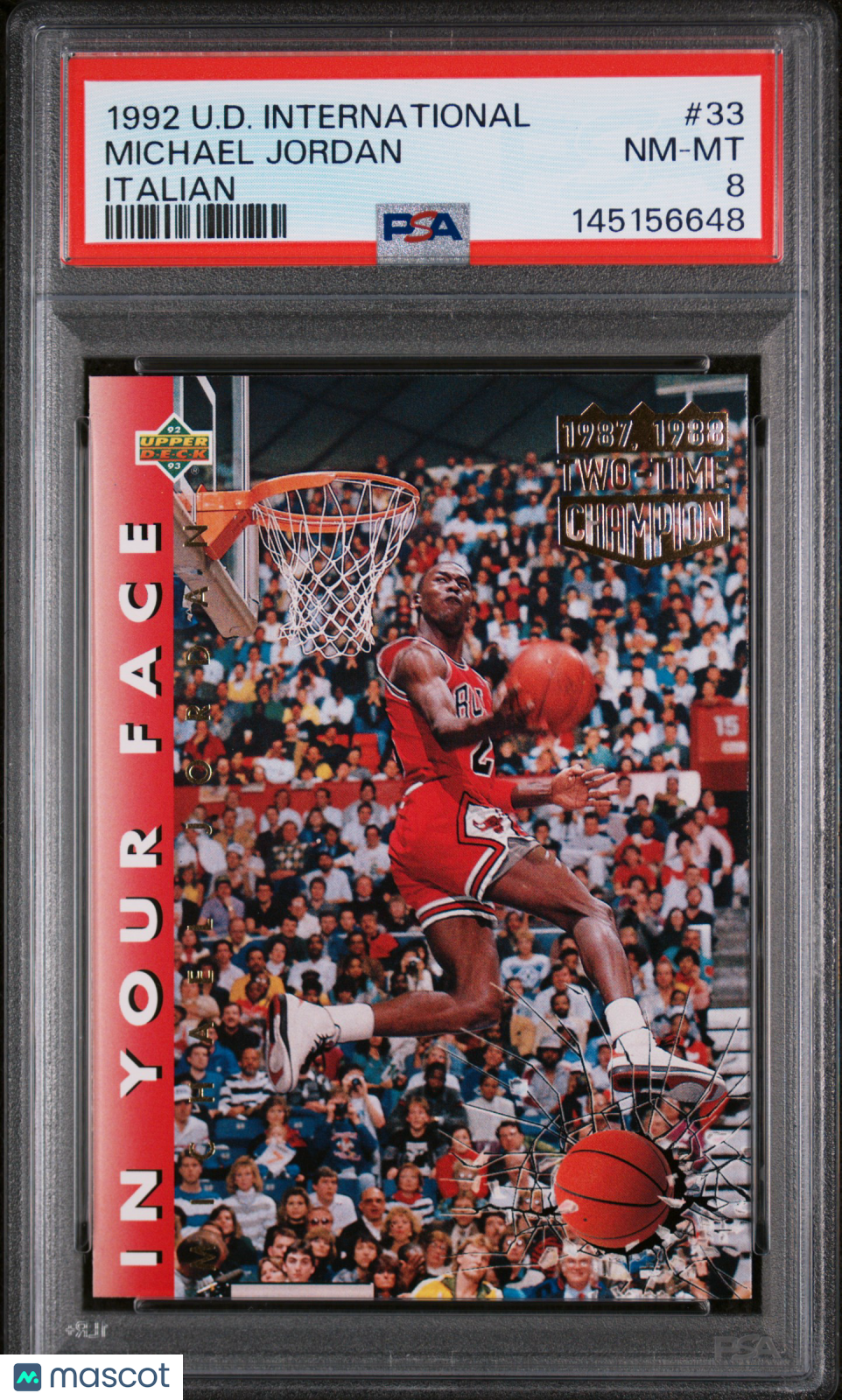 1992 Upper Deck International Michael Jordan #33 Italian PSA 8