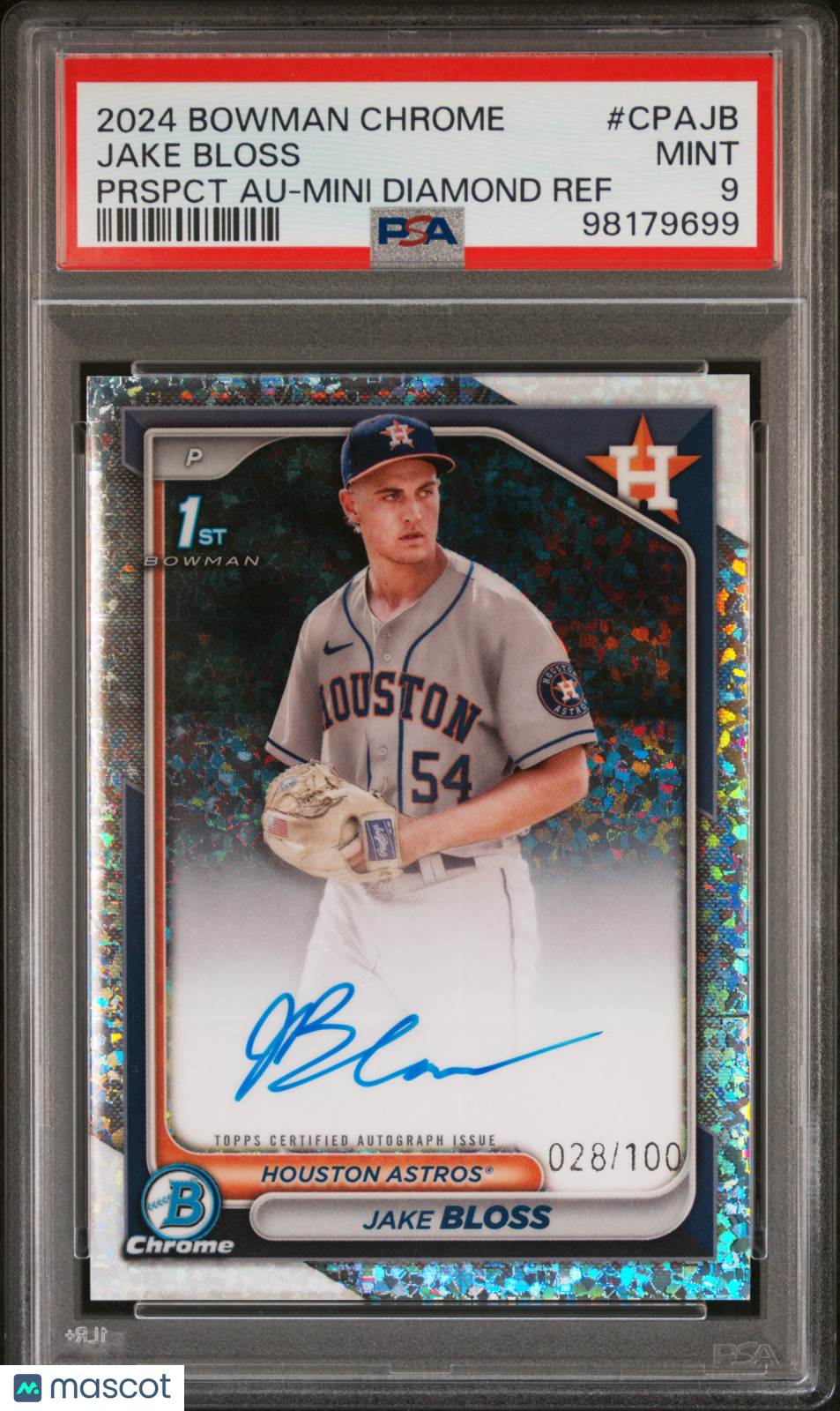 2024 Bowman Chrome Prospect Autographs Jake Bloss #CPAJB Prspct Diamond Ref /100