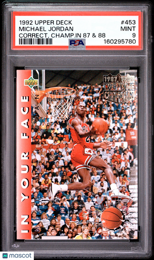 1992 Upper Deck Michael Jordan #453 Correct, Champ. In 87 & 88 PSA 9