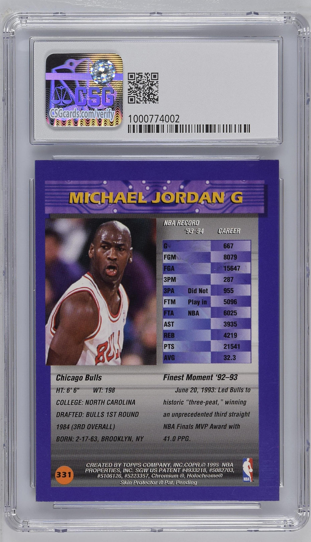 1994-95 Topps Finest Michael Jordan #331 Refractor HOF