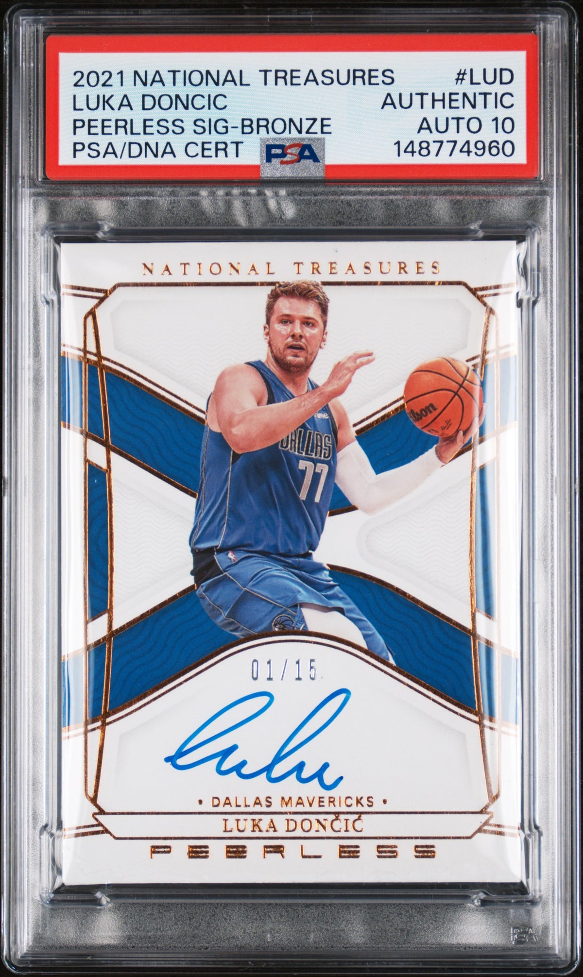 2021 Panini National Treasures Peerless Signatures Luka  #LUD Bronze /15 Auto 10